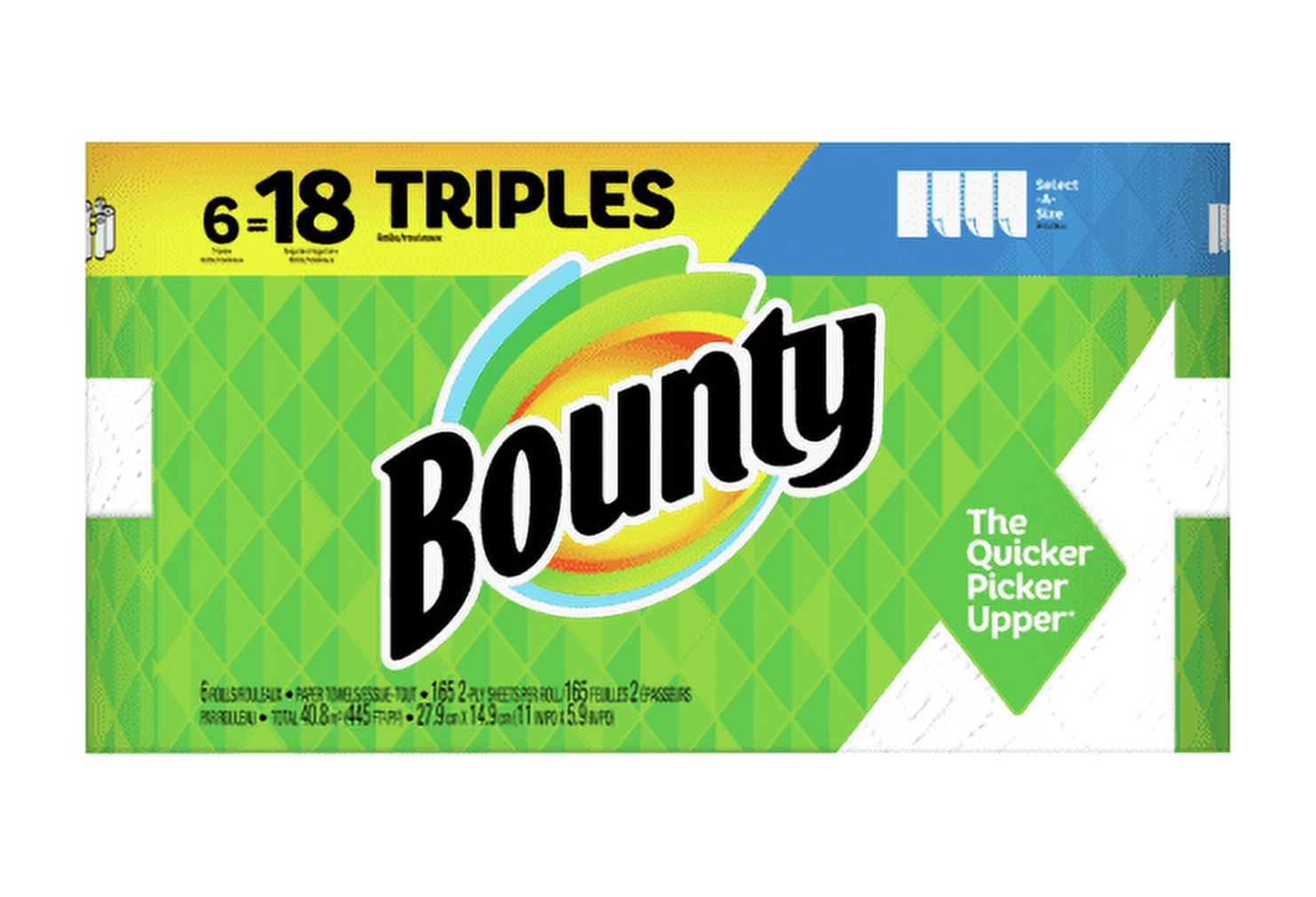Bounty Select-A-Size Paper Towels, White, 6 Triple Rolls - image 1 of 7