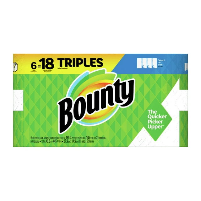Bounty Select-A-Size Paper Towels, White, 6 Triple Rolls