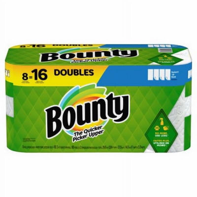 New Bounty Select-A-Size Paper Towels White 8 Double Rolls = 16 Regular