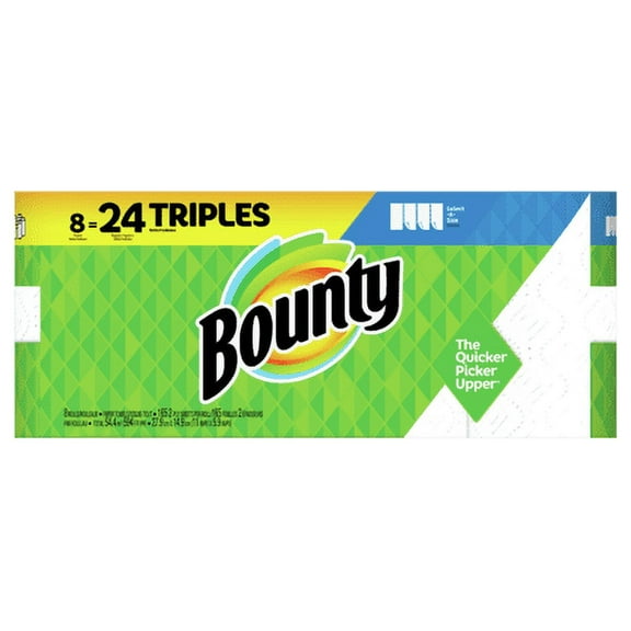 Bounty Select-A-Size Paper Towels, White, 8 Triple Rolls