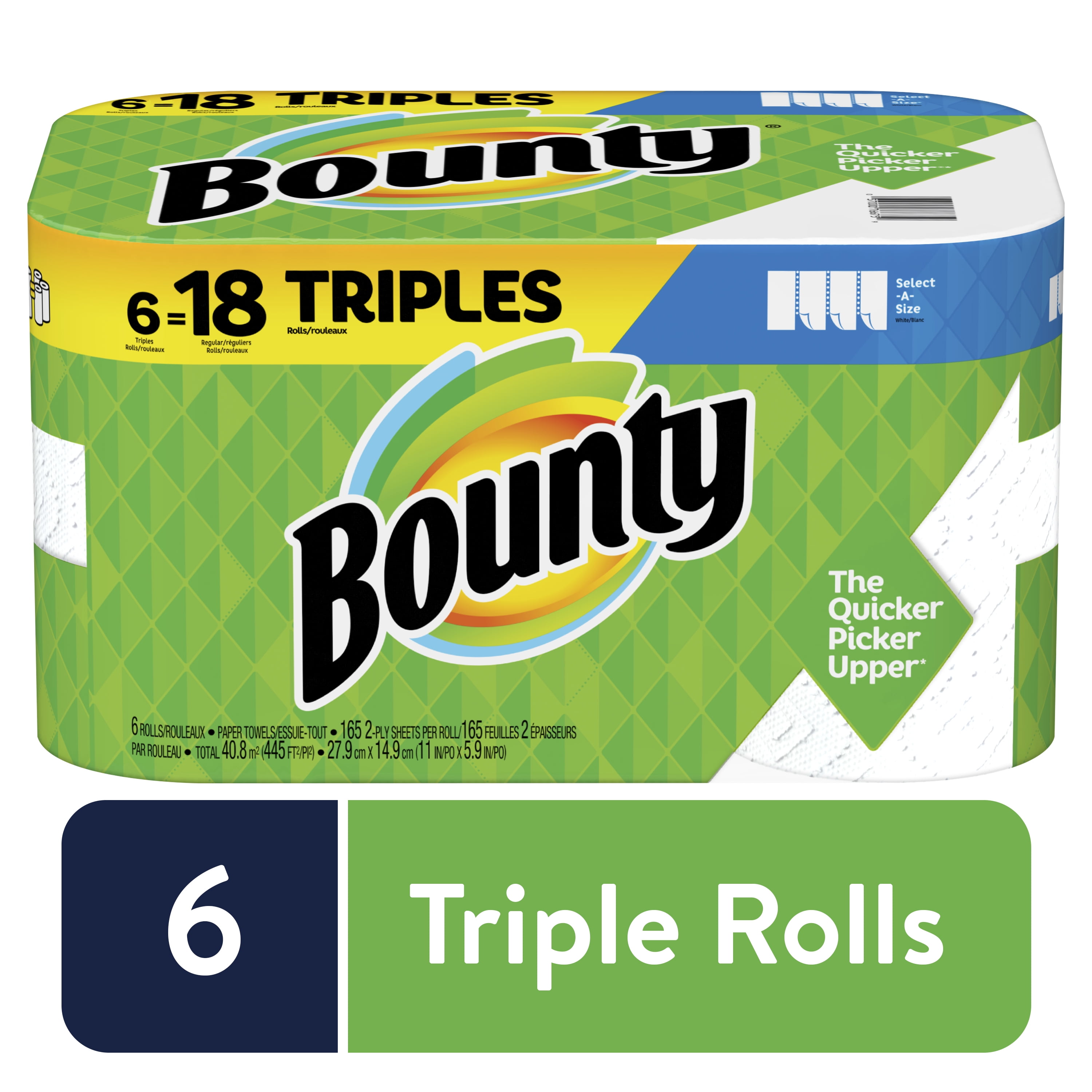 Bounty Select-A-Size Triple Roll White Paper Towels 6 ct Pack