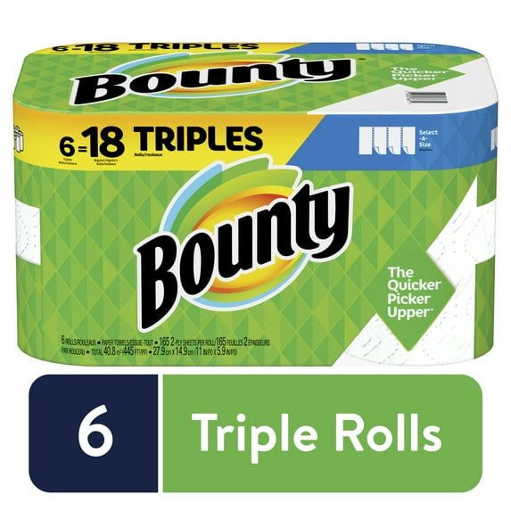 Bounty Select-A-Size Triple Roll White Paper Towels 6 ct Pack