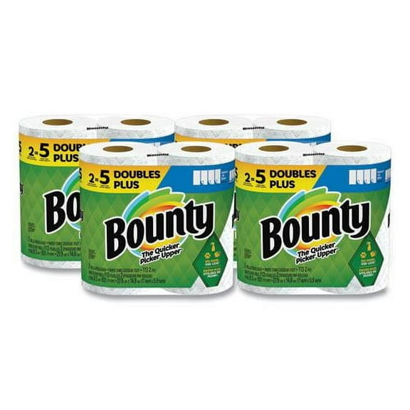 Bounty Select-a-Size Kitchen Roll Paper Towels, 2-Ply, White, 6 x 11, 113 Sheets/Roll, 2 Double Plus Rolls/Pack, 4 Packs/Carton