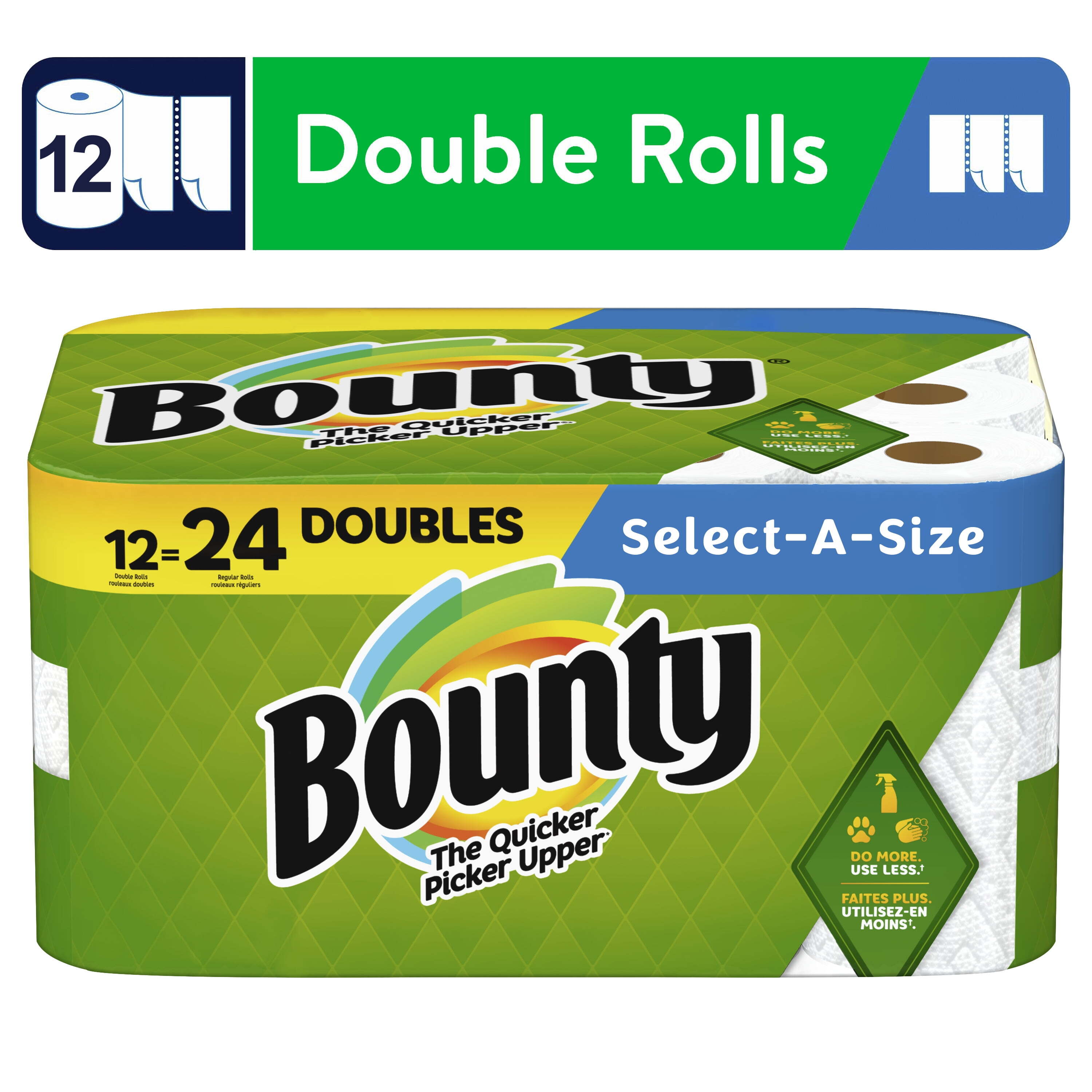 Bounty Select-a-Size Paper Towels, 12 Double Rolls, White - image 1 of 16