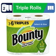 Bounty Select-a-Size Paper Towels, 2 Triple Rolls, White Pack of 3