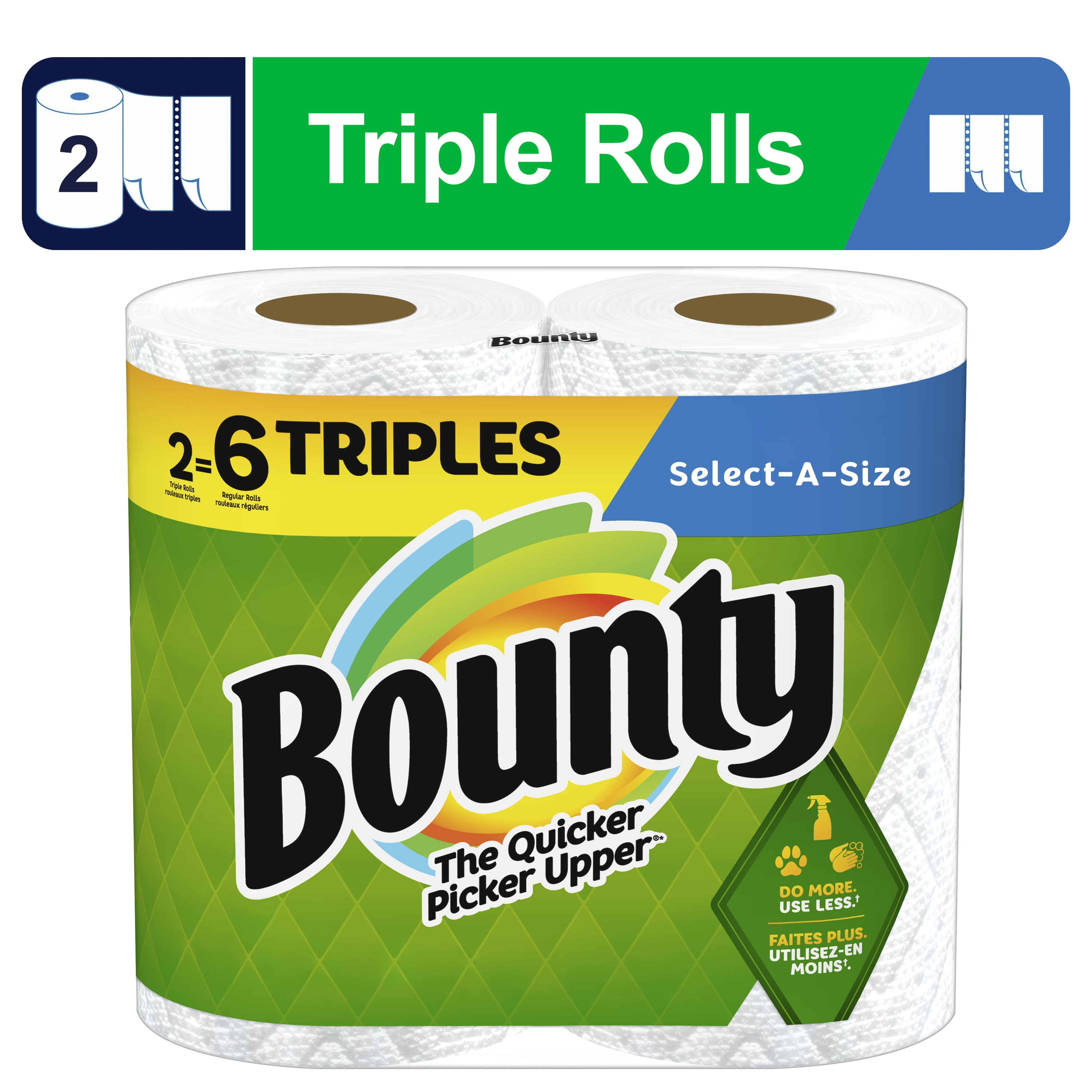 Bounty Select-A-Size Triple Rolls Paper Towels, White, 12 ct
