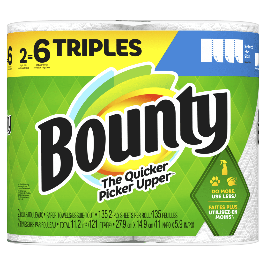 Bounty  Paper Towels, 2 Triple Rolls, White