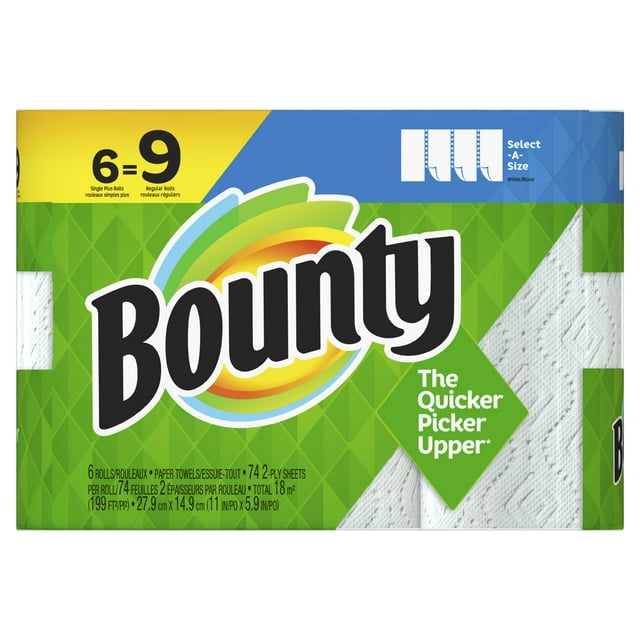 Bounty Full Sheet SelectaSize Paper Towels, White, 6 Rolls