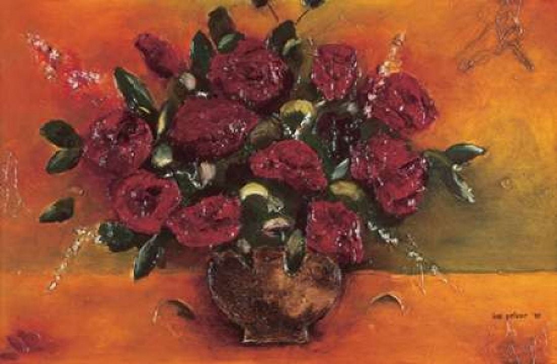 Bouqet Red Flowers Canvas Art - Ine Pelzer-Janssen (12 x 18)