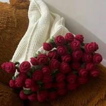 Bouquet Blanket Crochet, DELESYS Crochet Flowers Rose Bouquet Blanket Handmade, Soft and Lightweight Romantic Rose Flower Bouquet Knitted Throw Blankets Pastel Tones