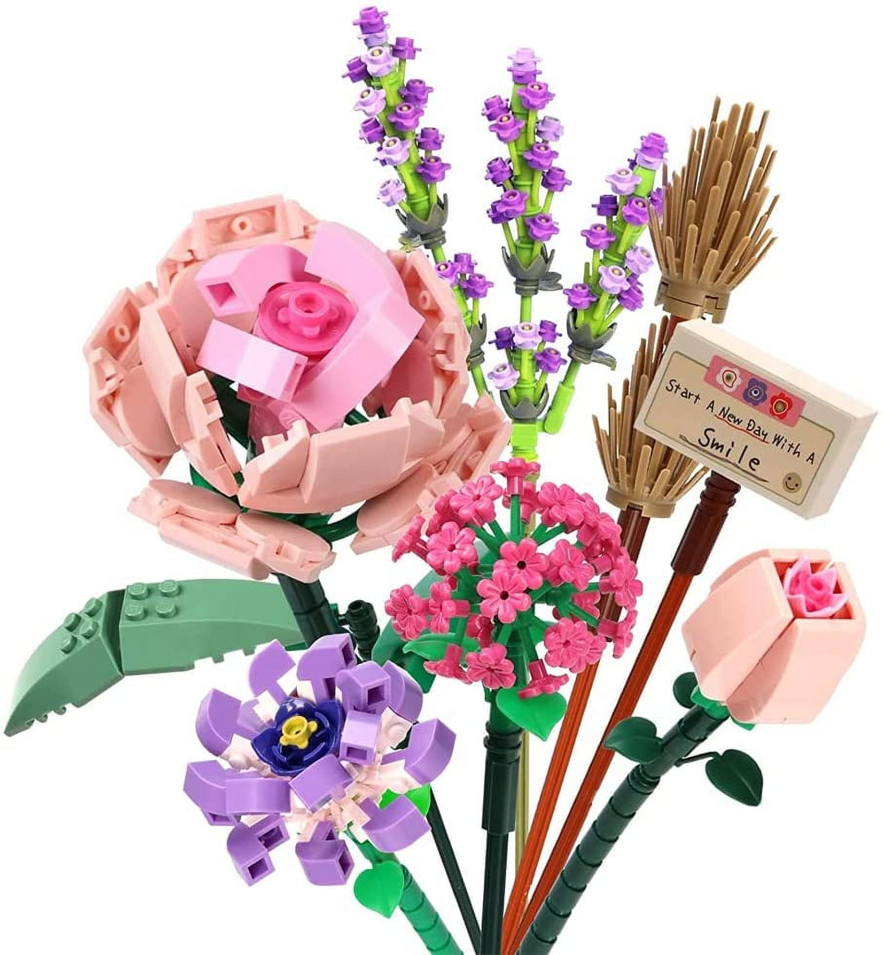 Bouquet Building Kits, Flower Blocks, Artificial Flower Building Toys, Creative Projects for Adults, Plants Collection Compatible Lego 547 Pieces (