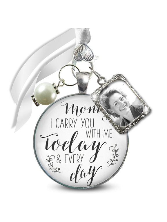 Wedding Memorial Bouquet Charm Missing You Grandma and Grandpa As I Walk Down the Aisle Silver White Pendant Multi Photo Frame 2 Frames