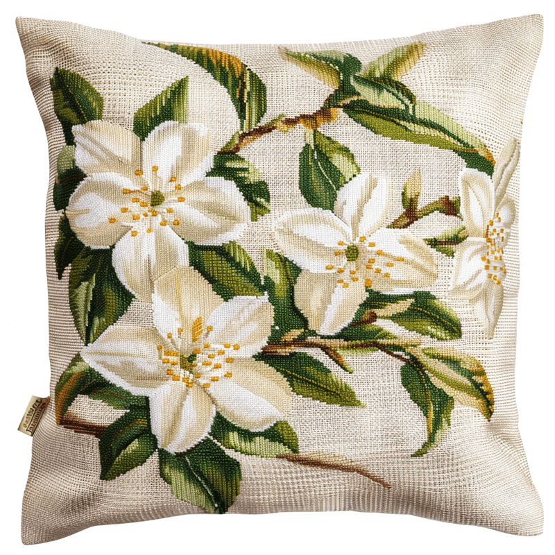 Bouquet Cross Stitch Pillow Kit DIY , 45X45cm , Needlepoint Craft Set Handmade Craft for Sofa Home Decor (11 Count)