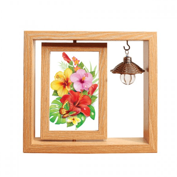 Bouquet Flowers Best Wish Wooden Rotating Picture Photo Frame 4x6