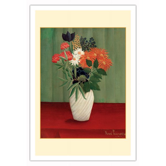 Bouquet of Flowers with China Asters and Tokyos - From an Original Color Painting by Henri Rousseau c.1910 - Fine Art Matte Paper Print (Unframed) 30x44in