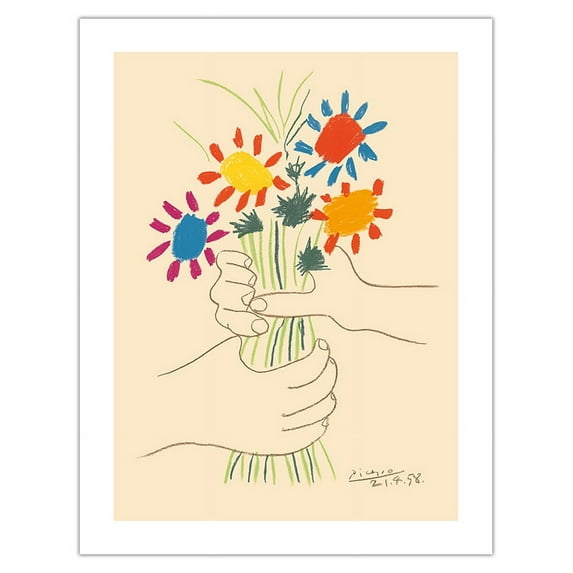 The Bouquet of Flowers (Le Bouquet De Fleurs) - From an Original Color Lithograph by Pablo Picasso c.1958 - Bamboo Fine Art 290gsm Paper (Unframed) 17x22in