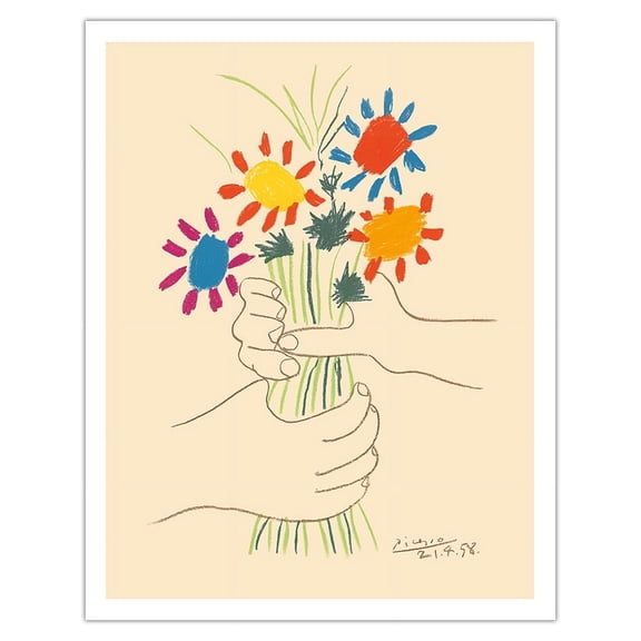 The Bouquet of Flowers (Le Bouquet De Fleurs) - From an Original Color Lithograph by Pablo Picasso c.1958 - Fine Art Matte Paper Print (Unframed) 11x14in