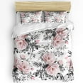 thumbnail image 1 of Bouquet Flowers Pink Roses Vintage White Bedding Set Duvet Cover Pillowcase Quilt Cover Double Bed, 1 of 5