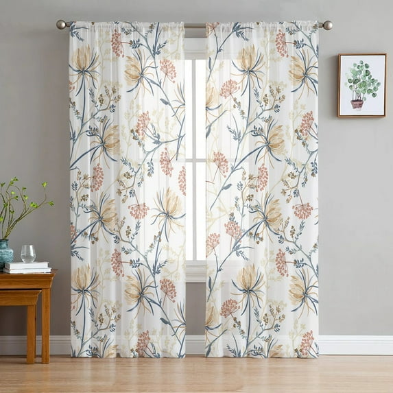 Bouquet Flowers Roses Window Tulle Curtains For Living Room Bedroom Hotel Luxury Decoration Sheer Curtains