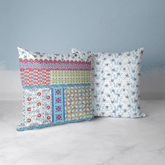 Bouquet Haven Throw Pillow in White 16x16