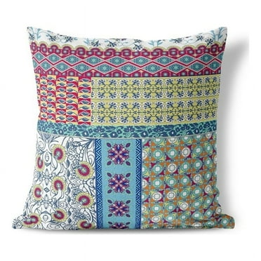 Bouquet Haven Throw Pillow with Removable Cover in White 16x16