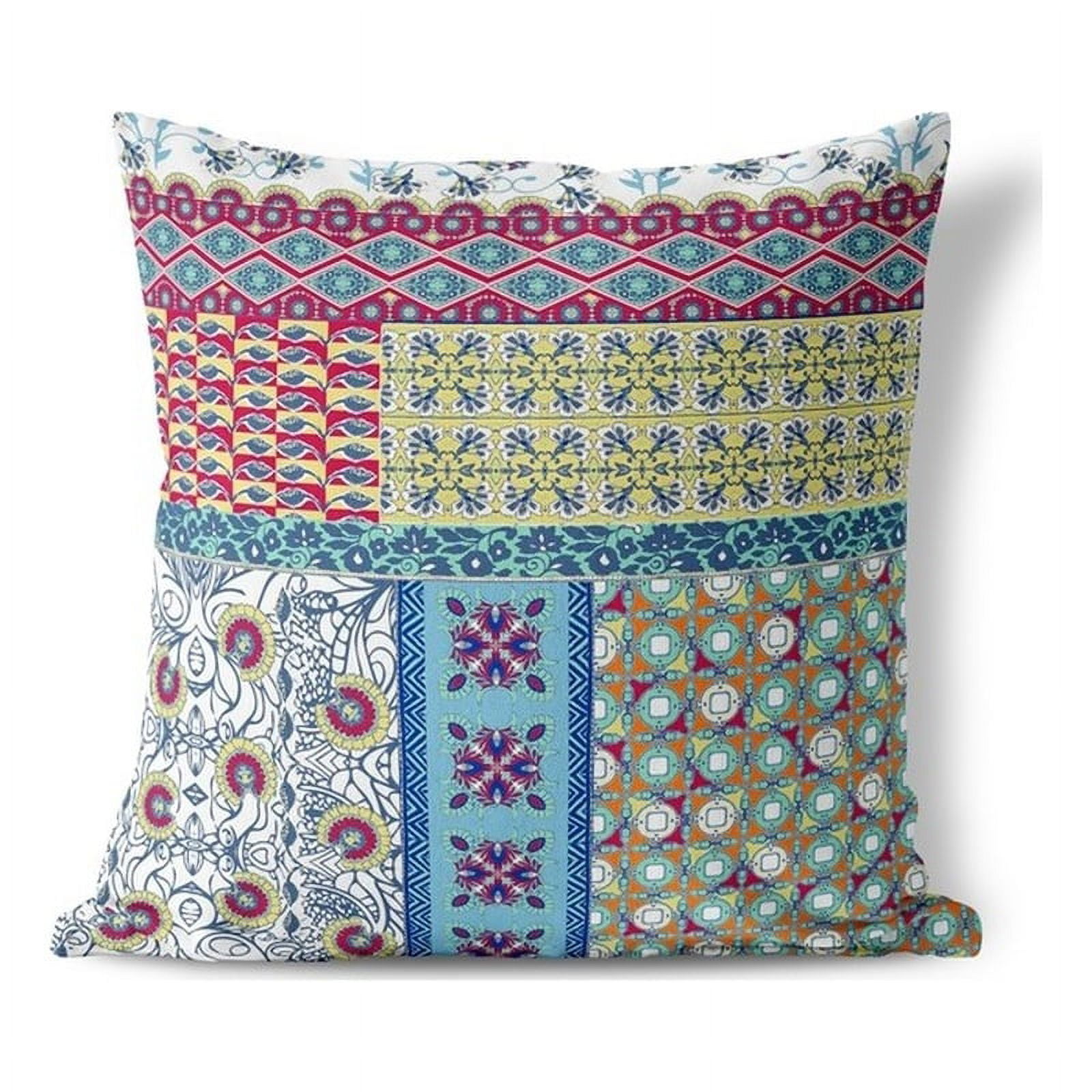Colorful Bohemian Faux Suede 20" Square Throw Pillow