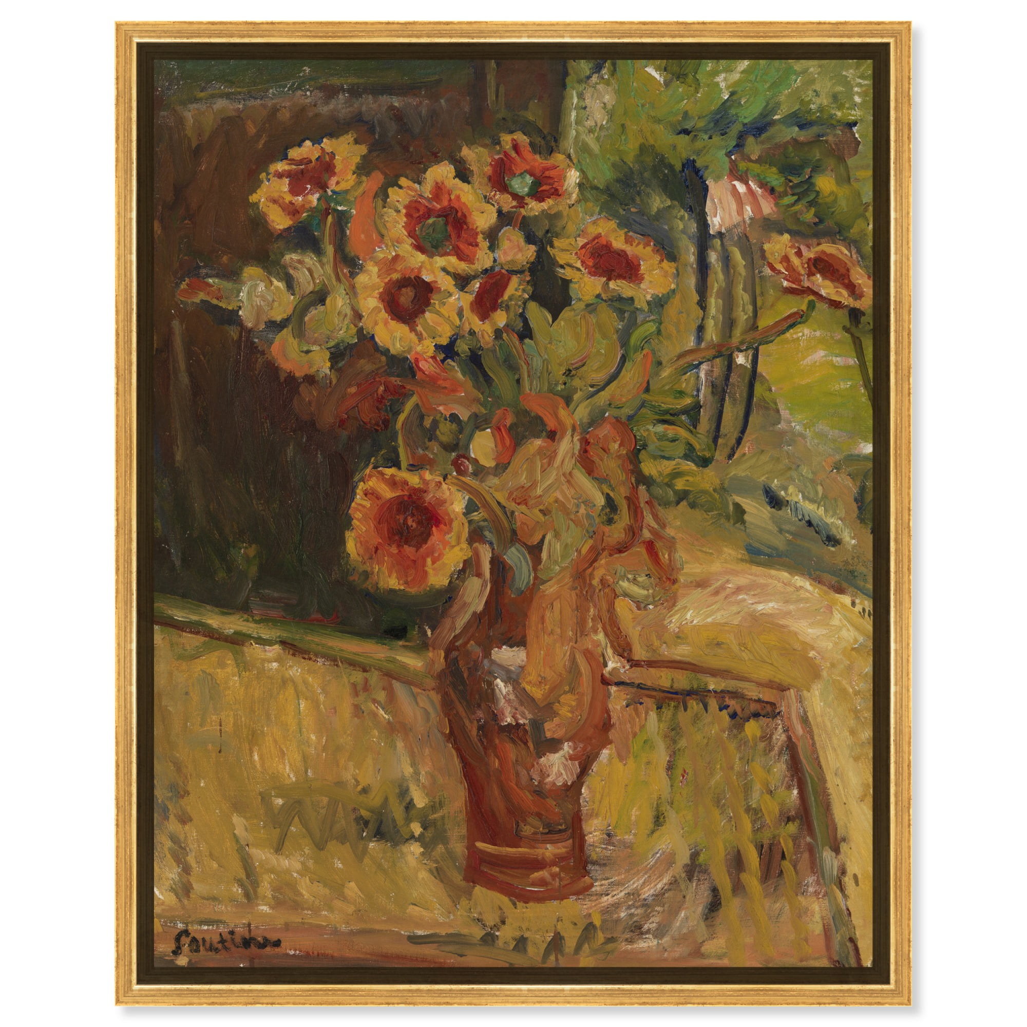 Bouquet of Flowers Gold Framed Canvas Art Print, 16" x 20"