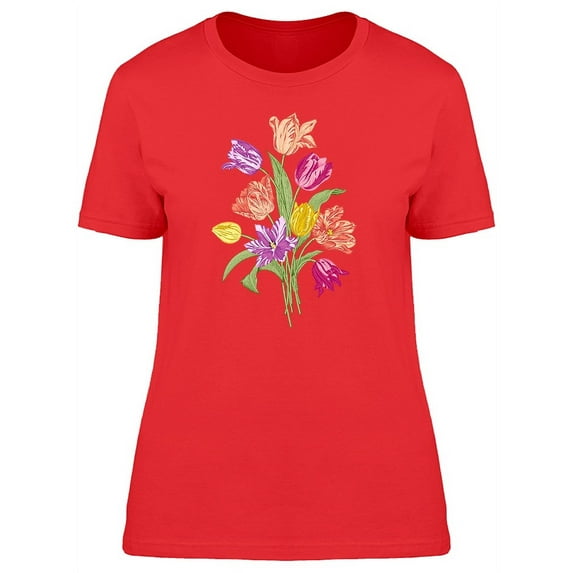 Bouquet Of Nine Colorful Tulips T-Shirt Women -Image by Shutterstock, Female Large