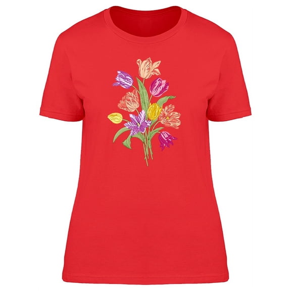 Bouquet Of Nine Colorful Tulips T-Shirt Women -Image by Shutterstock, Female Small