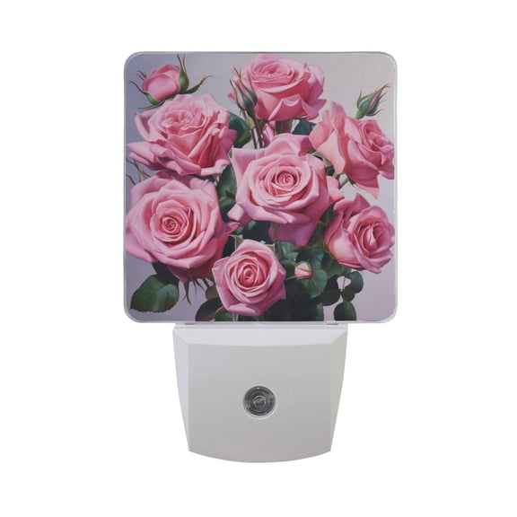 Bouquet Of Roses LED Night Light with Smart Sensor Plug Into Wall Dusk to Dawn 2 packs