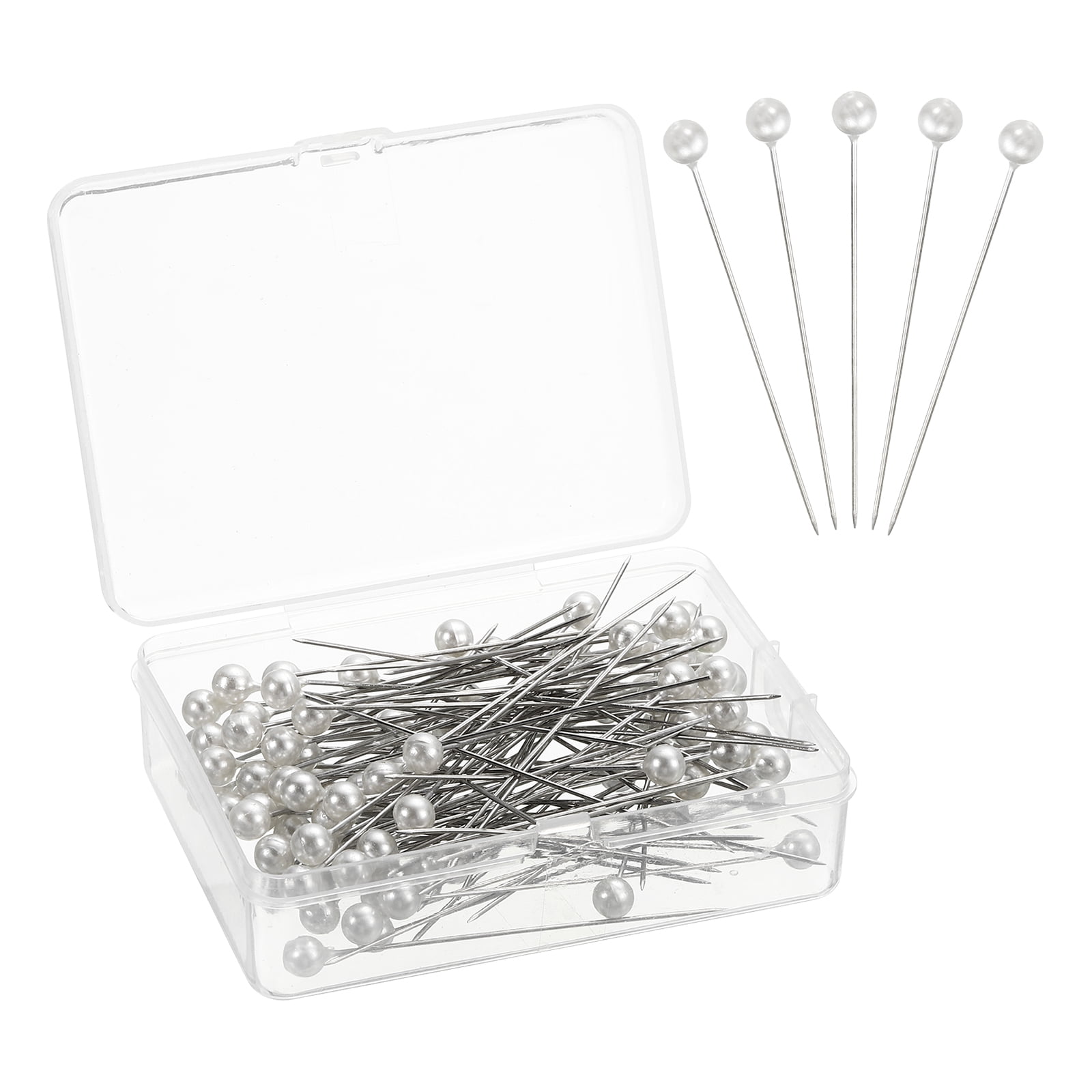 100 PCS Pearl-Head Straight Pins For Sewing, Fabric, & Bouquets – 2.6 Inch With Faux Pearl Heads