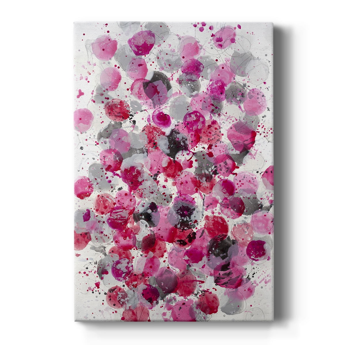 Vibrant Pink and Gray Abstract Canvas Art - 14" x 14"