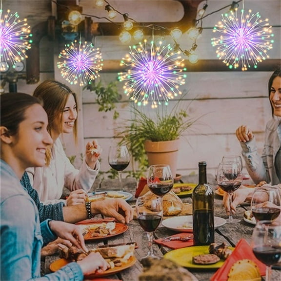 Bouquet Shape Lights 200 LED Copper Wire Battery Operated Hanging Sphere Lights with Remote, 8 Modes Star Fairies Ceiling Decorations for Patio Party Wedding Christmas (1 Pack)