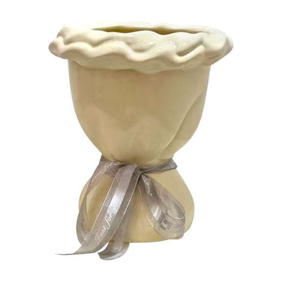 Bouquet Shaped Ceramic Vase, Artistic Home Decor Sculpture, Creative Table Centerpiece and Thoughtful Gift Choice for Living Room or Dining Table