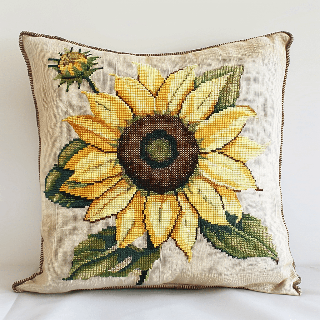 Bouquet Stamped Cross Stitch Pillow Cases , 17.72" x 17.72" , Cross Stitch Kits Stamped (11 Count)