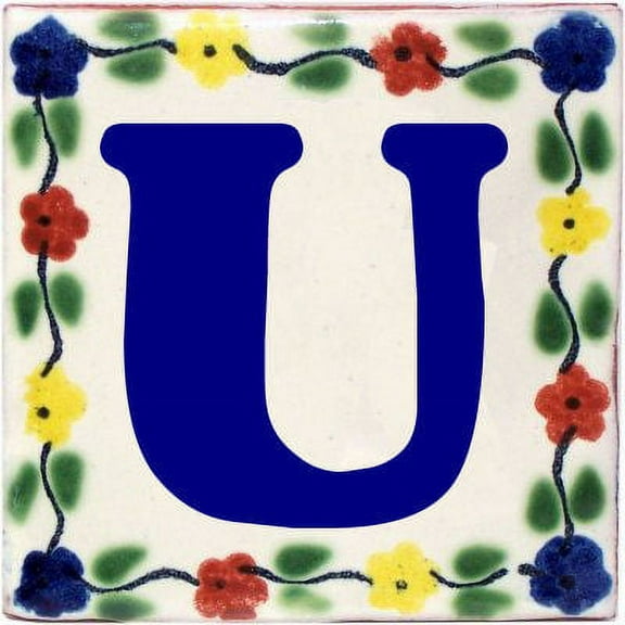 Bouquet Talavera Clay House Letter U, Set of 2 pcs