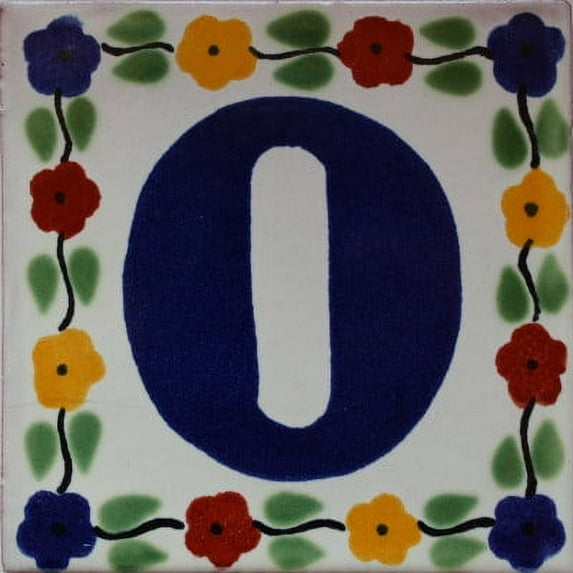 Bouquet Talavera Tile Number Zero, Set of 2 pcs