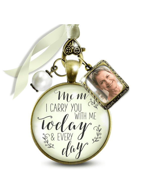 Memorial Wedding Bouquet Charm Missing You As I Walk Down the Aisle Silver White Pendant Multi Photo Frame 3 Frames