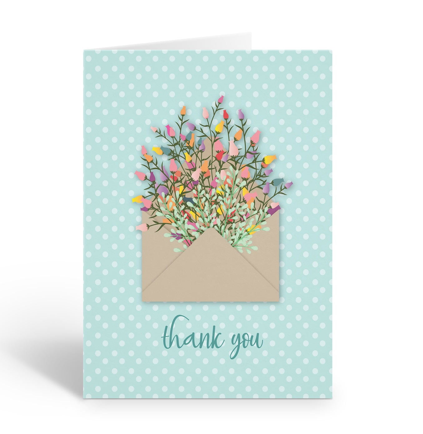 Bouquet in Envelope Thank You Note Card - 10 Note Cards with Envelopes ...