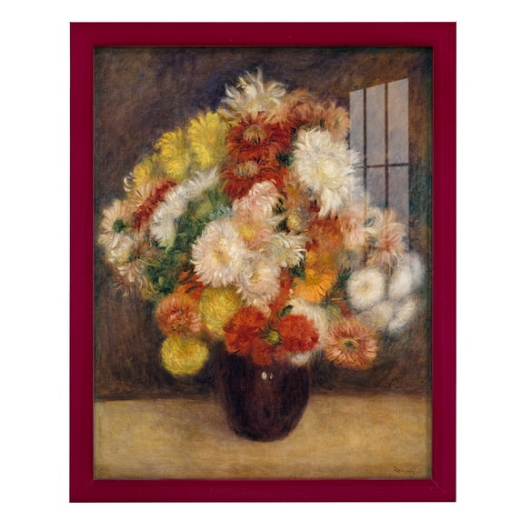 Bouquet of Chrysanthemums -Framed Print w/glass-Cherry Red