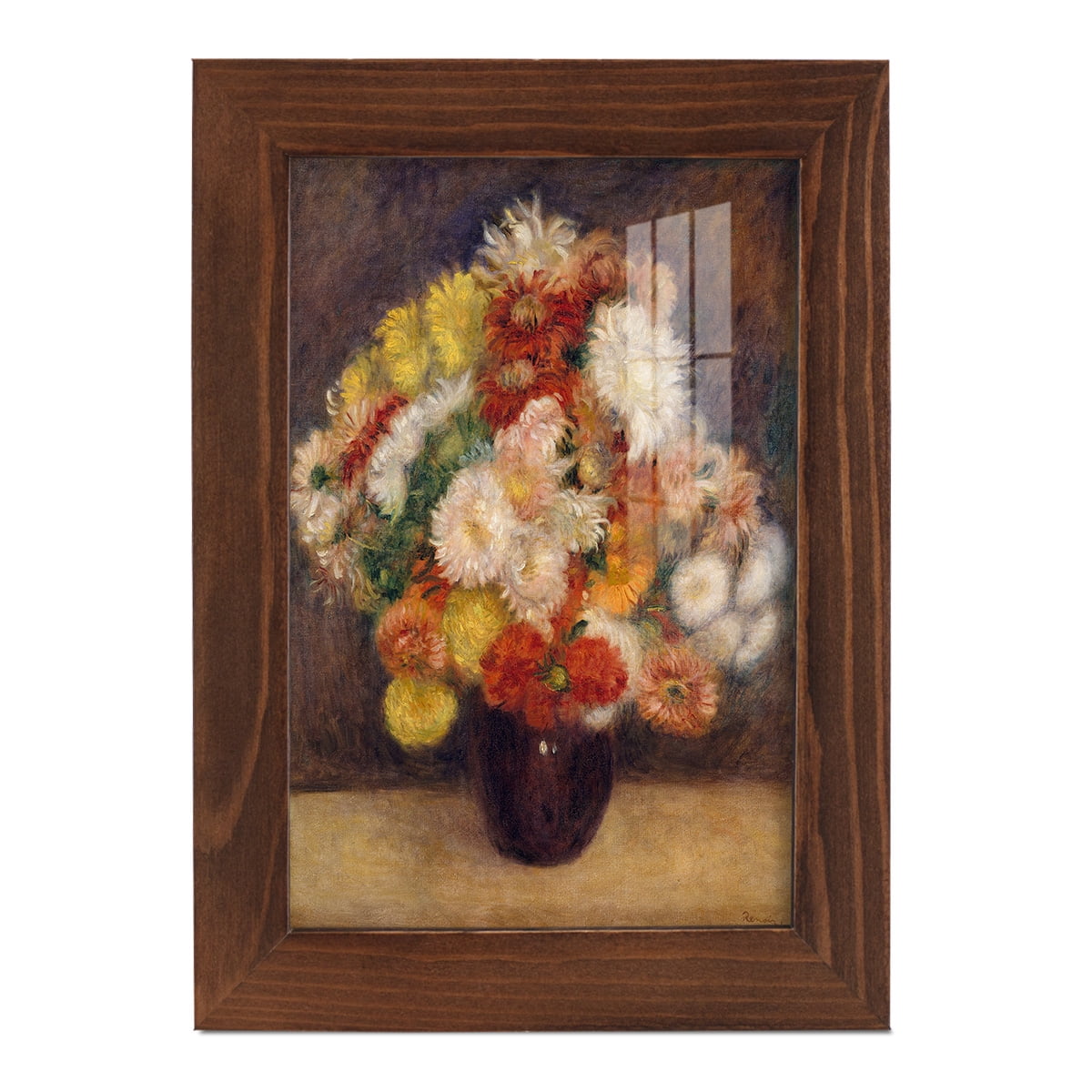 Bouquet of Chrysanthemums -Framed Print w/glass-Chestnut