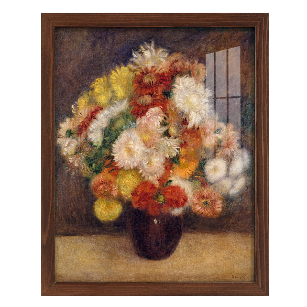 Bouquet of Chrysanthemums -Framed Print w/glass-Chestnut