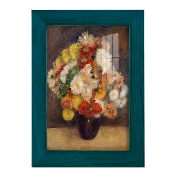 Bouquet of Chrysanthemums -Framed Print w/glass-Ocean Blue
