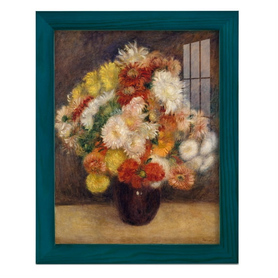 Bouquet of Chrysanthemums -Framed Print w/glass-Ocean Blue
