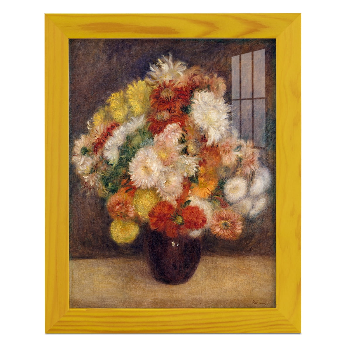 Bouquet of Chrysanthemums -Framed Print w/glass-Sunflower Yellow