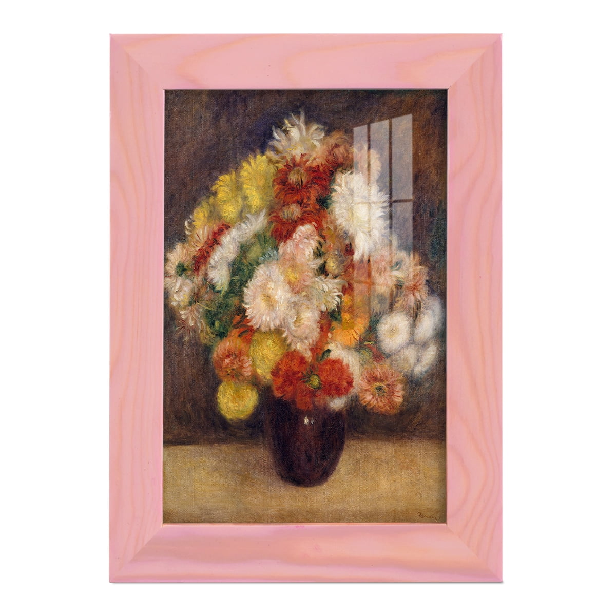 Bouquet of Chrysanthemums -Framed Print w/glass-Sunset Pink