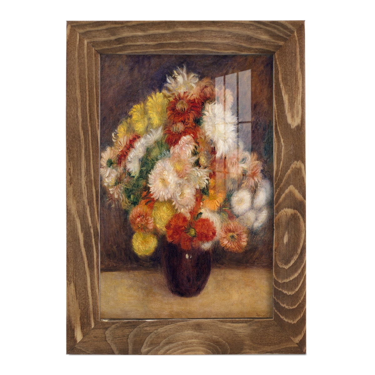 Bouquet of Chrysanthemums -Framed Print w/glass-Walnut
