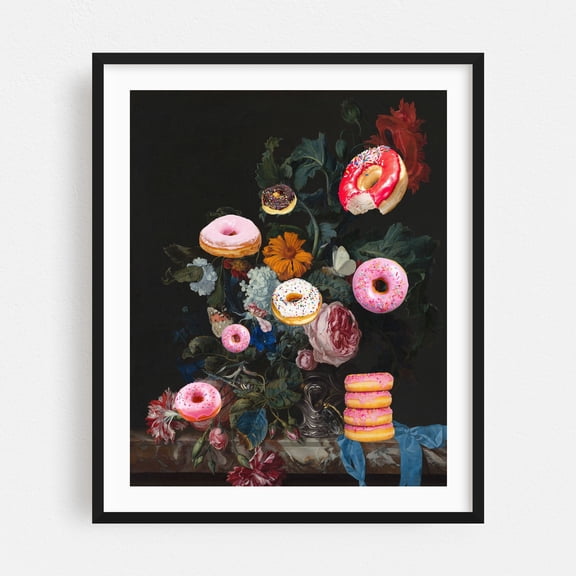 Bouquet of Donuts - Photography Black Framed Wall Art Print 16 x 20 inches