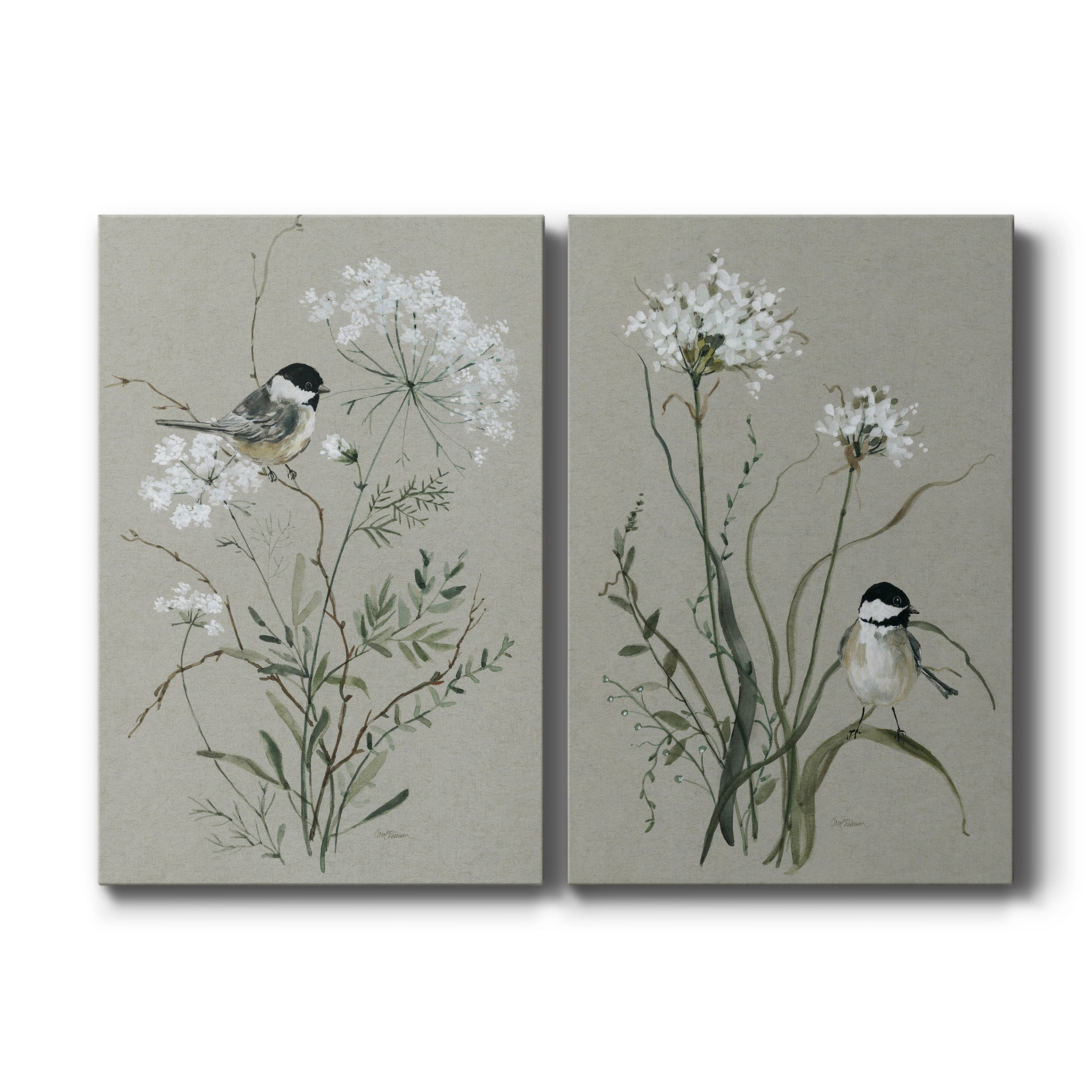 Bouquet of Grace Bird I Premium Gallery Wrapped Canvas - Ready to Hang - Set of 2 - 12 x 18 Each