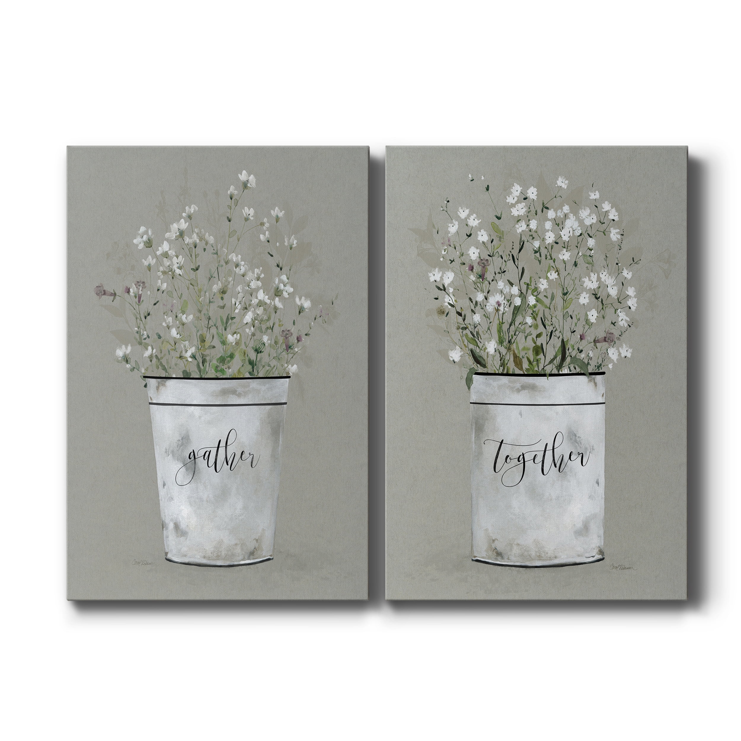 Bouquet of Grace Bucket Gather Premium Gallery Wrapped Canvas - Ready to Hang - Set of 2 - 18 x 27 Each